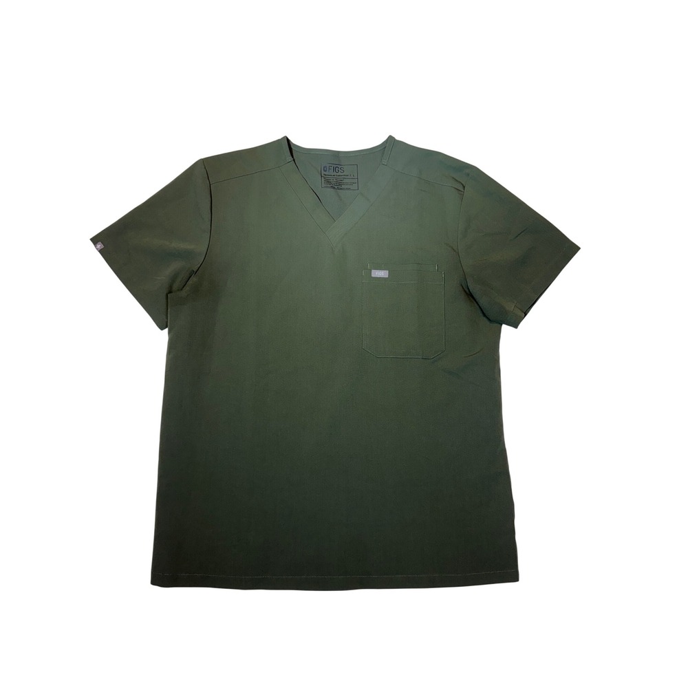 FIGS Technical Collection V-Neck Scrub Top Olive Green Womens Large FM1500